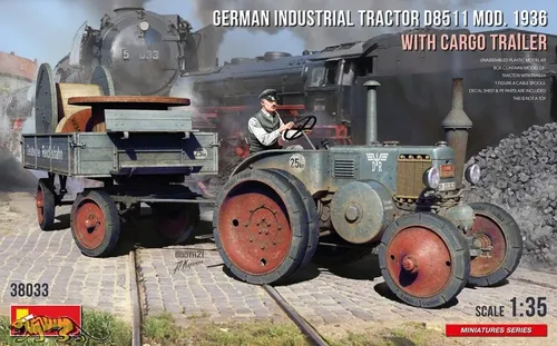 Mini Art 38033 - 1:35 Deutscher Traktor D8511 mit Anhänger, originalgetreue Nachbildung für anspruchsvolle Modellbauer