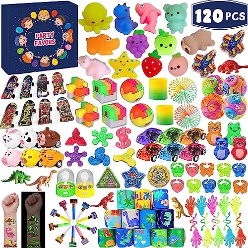 WAKSOX Mitgebsel Kindergeburtstag Mitgebsel Set 120 Stück, Kindergeburtstag Gastgeschenke Mädchen Jungen, Kinder Give Aways, Party Mitgebsel Gastgeschenke Zubehör Deko für Partybeutelfüller