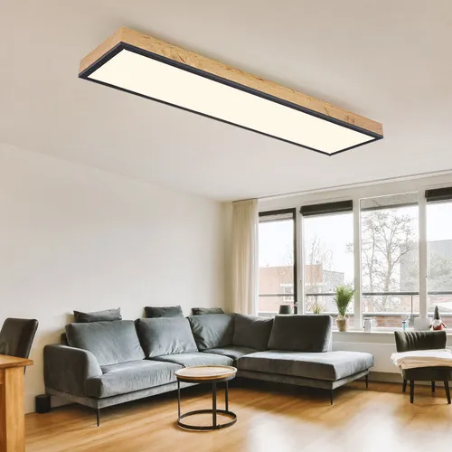 Moderne Deckenleuchte Doro, Holzoptik mit LED von Globo