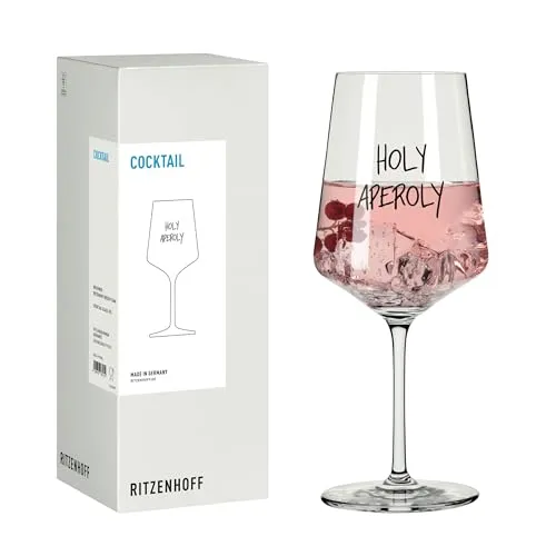 RITZENHOFF 8171005 Cocktailglas 500 ml, Serie Be Happy – mit humorvollem „Holy Aperoly!“-Spruch – Made in Germany
