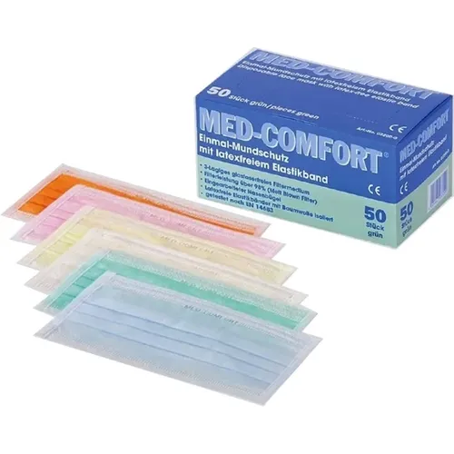 Mundschutz Ampri Med Comfort 3-lagig Typ IIR blau 50 Stück mit runden, latexfreien Elastikbändern, EN 14683 02201-B