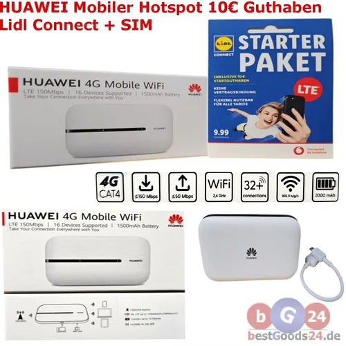Huawei E5576-320 4G LTE mobiler WiFi Router - Mobile Breitbandgeräte mit 4G LTE für schnelles Internet überall, ideal für Reisen und Home Office, kompakt und kabellos.