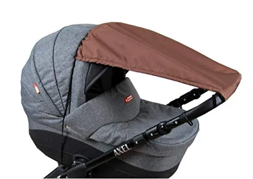 BABYLUX Sonnenschutz UV Rollo Schütz SONNENSEGEL Sonnendach für Kinderwagen Buggy (Braun)