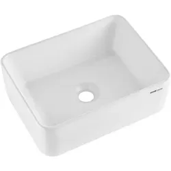 VEVOR Rechteckiges Aufsatzwaschbecken 406 x 305 mm - Modernes Keramik-Aufsatzwaschbecken für Badezimmer und Restaurants, mit tiefem Spritzschutz und effizienter Entwässerung für eine saubere Arbeitsplatte.