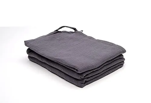 von Herzen Musselin Geschirrtücher Geschirrhandtuch mit Aufhänger | 100% Baumwolle | 2er Set hochwertige Küchenhandtücher | ca. 50 x 70 cm | handgenäht (Dunkelgrau)