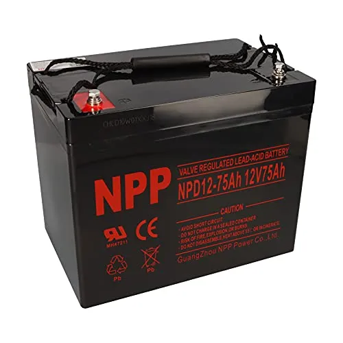 NPP Blei-Akku AGM NPD12-75 12V 75Ah - zyklenfest und wartungsfrei - Akkus für Industrie, Medizin, Solar und mehr. Der NPP Blei-Akku bietet 10-12 Jahre Lebensdauer, ist zyklenfest und ideal für vielfältige Anwendungen wie Wohnmobile, Notbeleuchtung und Elektrofahrzeuge.