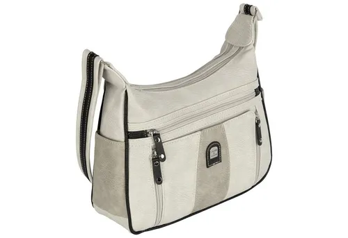 EAAKIE Umhängetasche Damen - Stilvolle Schultertasche in Hellgrau - Umhängetasche aus Kunstleder mit geräumigem Hauptfach, ideal für den Alltag. Praktische Reißverschlussfächer für Handy und Geldbörse.