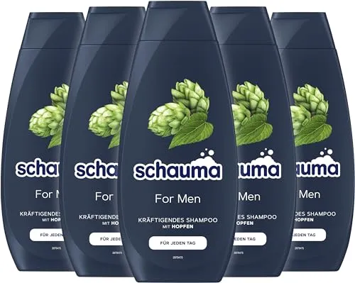 Schauma Schwarzkopf Shampoo For Men (5x 400 ml), kräftigendes Herren Shampoo sorgt für gekräftigtes Haar und pflegt die Haarstruktur, Haarshampoo perfekt für normales Haar
