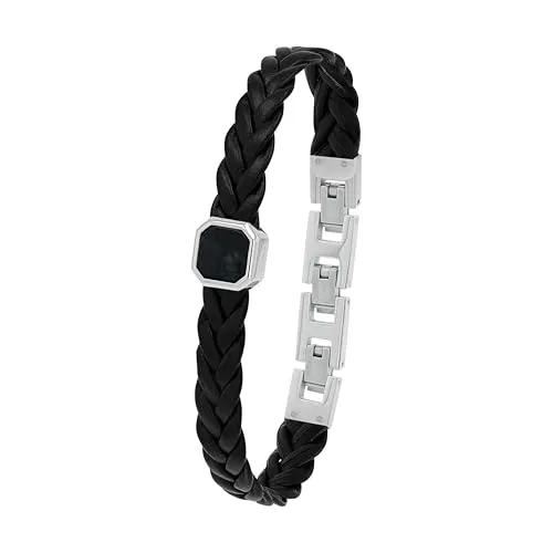 JOOP! Lederarmband 2039799, elegantes Design mit Hypersthen - Armschmuck aus Rindsleder und Edelstahl, verstellbare Gesamtlänge für perfekten Sitz, inklusive edlem Etui – zeitloser Stil von JOOP!