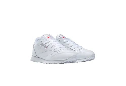 Reebok Classic Leather Jungen Sneaker, White 1, 32 EU - Sneaker mit flacher Absatzform und Schnürverschluss, ideal für Komfort und Stil im Alltag dank gestanzter EVA-Zwischensohle.