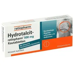Hydrotalcit-ratiopharm 500mg - Arzneimittel zur Bindung überschüssiger Magensäure, ideal bei Sodbrennen und Magenbeschwerden für schnelle Linderung.