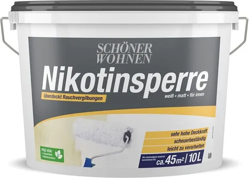 Schöner Wohnen Nikotinsperre 10,0 Ltr.  - Innenfarbe, speziell entwickelt zur dauerhaften Beseitigung von Nikotin- und Rauchgerüchen für ein frisches Raumklima.