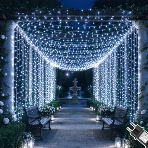 Dekofun Lichtervorhang Aussen 600 LEDs 6M x 3M – Magische Lichtdekoration für Garten und Balkon