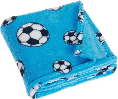 Playshoes Kinder Fleece-Decke Fußball 75x100 cm Blau in blau von PLAYSHOES