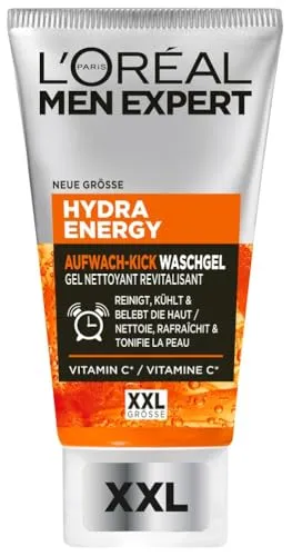 L'Oréal Men Expert XXL Gesichtsreinigung für Männer, Erfrischendes und pflegendes Reinigungsgel mit Aufwach-Kick für Männer, Hydra Energy, 1 x 150 ml