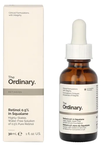 The Ordinary Retinol 0.5 % in Squalane 30ml - Tagespflege für strahlende Haut, enthält Retinol für verbesserte Hautstruktur und Squalane für intensive Feuchtigkeit.