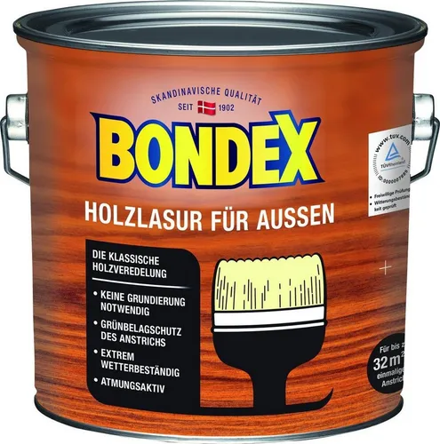 Bondex Holzlasur Hellblaugrau, 2,5 Liter - Wetterfester Holzschutz - Lasuren, ideal für Außenanwendungen, bietet langanhaltenden Wetterschutz und seidenglänzenden Finish für Holzoberflächen.