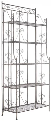 CLP Standregal Ciara I Metallregal für Pflanzen im Landhausstil - Bäckerregale - Vielseitiges Standregal mit 5 klappbaren Böden für Balkon, Terrasse und Garten. Robust aus pulverbeschichtetem Metall, ideal für Pflanzen und Dekoration.