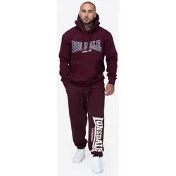 Lonsdale Herren Jogginghose Logo Large, Oxblood/Ecru, XXL - Herren-Stoffhose in lässiger regulärer Passform, aus bequemem Mischgewebe mit elastischem Bund für idealen Sitz und stylishem Logo-Print.