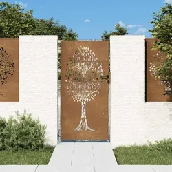 vidaXL Gartentor mit Bambus-Design, abschließbar - Flügeltore aus wetterfestem Cortenstahl mit einzigartigem lasergeschnittenem Design, ideal für Garten und Terrasse, wartungsfrei und langlebig.