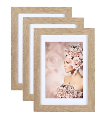 IDEAL TREND Bilderrahmen 3er Pack Holz Bilderrahmen Foto Plexi Rahmen Acryl Collage Wanddeko Po, für 1 Bilder (3 St), bruchsicheres Kunststoffglas