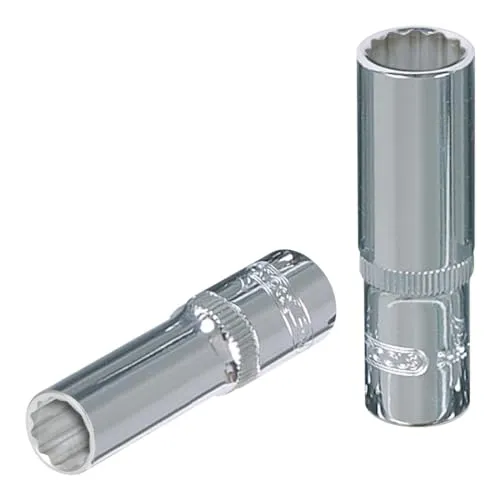 KS Tools 9183742 Stecknuss - 12-kant FlankTraction-Profil, hochwertige lange Ausführung aus Chrom Vanadium für optimale Handbetätigung