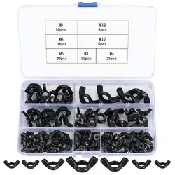 Flügelmuttern 100 Stk Kohlenstoffstahl M3 M4 M5 M6 schwarz 130 schwarz
