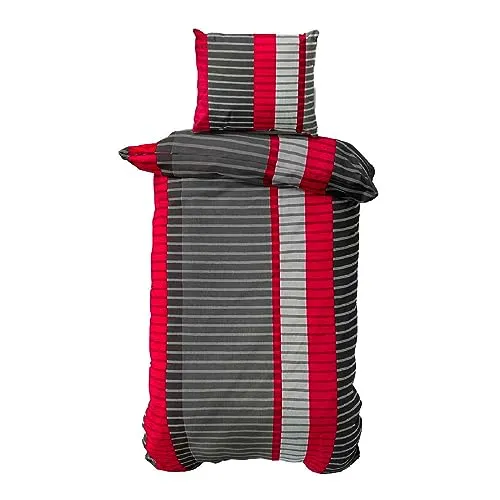 CLASS HOME COLLECTION Bettwäsche Renforce 135x200 Wind Rot - Bettwäsche-Set aus 100% Baumwolle in Renforcé-Qualität, atmungsaktiv und hautfreundlich, ideal für ganzjährigen Schlafkomfort.