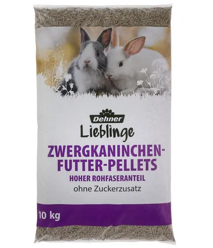 Dehner Lieblinge Zwergkaninchenfutter Pellets, 10 kg, ohne Zuckerzusatz, 10000g, hochwertiges Hasenfutter, hoher Rohfaseranteil