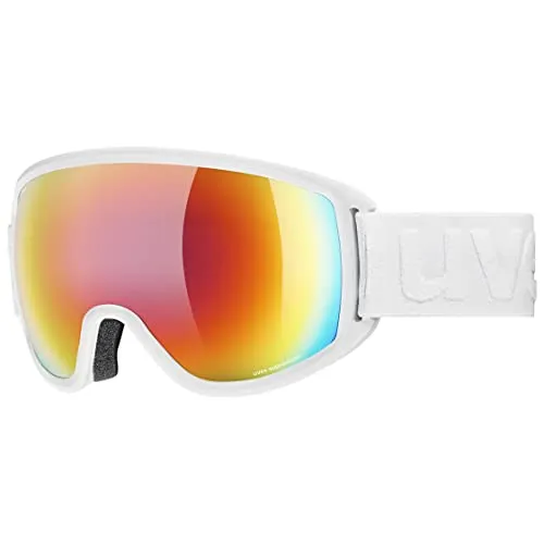 uvex topic FM sphere - Skibrille für Damen und Herren - beschlagfrei - verzerrungs- & beschlagfrei - white matt/rainbow-rose - one size