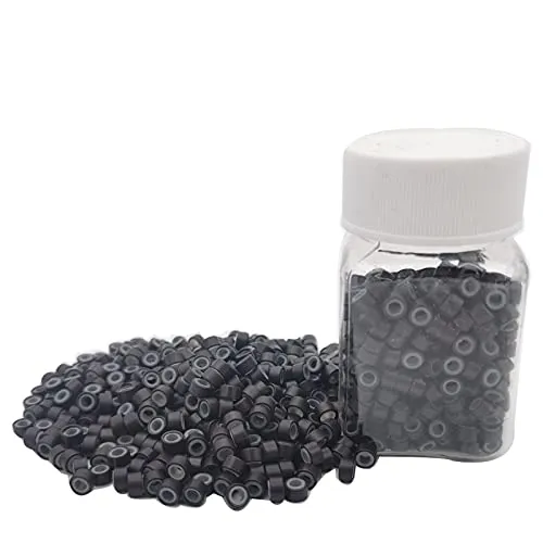 Flosius 500 Stück 5MM Silikon Microrings Einsatz Microringe Haarverlängerung Microringe Loops für Extension Haarverdichtung Gliederperlen für I Tip Echthaarverlängerungen (500 Pcs, Dunkelbraun)