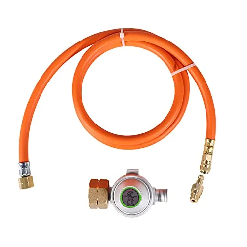 GARDINGER Adapterschlauch US II 1,3 m mit Schnellkupplung - Grillersatzteile mit Schnellkupplung und Druckregler 2,5 bar, ideal für den Anschluss an 5/11 kg Propanflaschen und einfacher Austausch von Schraubkartuschen.