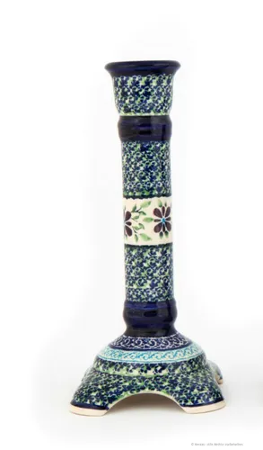 Bunzlauer Keramik Kerzenständer hoch – Mehrfarbig, Ø23,8 cm - Eleganter einarmiger Kerzenleuchter aus handgefertigter Keramik. Ideal für Stab- und Tafelkerzen, passt perfekt in jeden Raum und sorgt für eine stilvolle Atmosphäre.