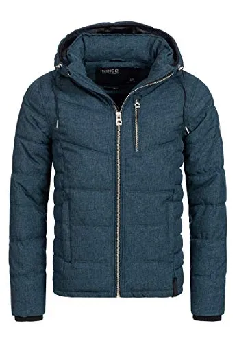 Indicode Winterjacke Circus mit abnehmbarer Kapuze blau S - Funktionsjacke mit abnehmbarer Kapuze, ideal für wechselhaftes Wetter und modischen Stil in Navy.
