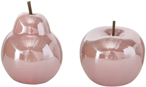 Apfel + Birne Perly Porzellan rosa 2er Set Ø 10 cm,