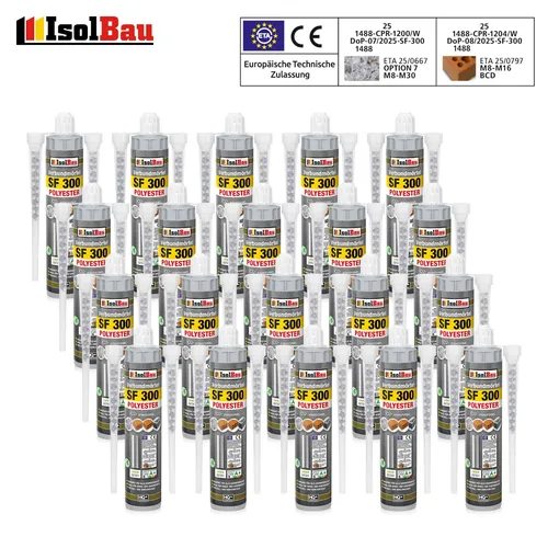 Verbundmörtel SF 300 Injektionsmörtel 20 x 300 ml Montagemörtel 40x Mischer