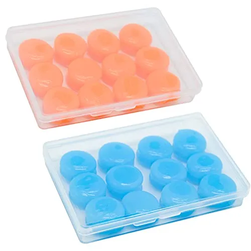 Wiederverwendbare Silikon-Ohrstöpsel, wasserdichte Ohrstöpsel mit Geräuschunterdrückung, zum Schlafen, Schießen, Flugzeug, Konzerte, Mähen, 12 Paar