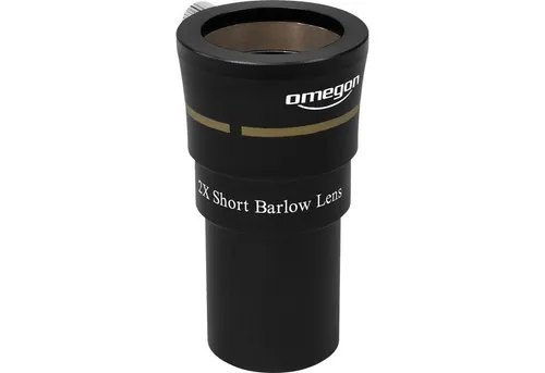 Omegon Barlowlinse 1.25'' 2x - Ultrakurze 3-Element-Linse - Teleskope mit apochromatischer Korrektur für brillante Bilder ohne Farbfehler. Ideal für Okulare und Kameras, mit nur 42mm Bauhöhe und hochwertiger Federringklemmung.