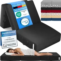 ELONEO Klappmatratze 90x200 cm - Hochwertiger Schlafkomfort für Allergiker - Matratzen, klappbar und vielseitig nutzbar als Hocker oder Bandscheibenwürfel, ideal für Allergiker, mit abnehmbarem und waschbarem Bezug.