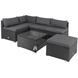 CASARIA® Gartenmöbel Set Polyrattan für 5 Personen - Wetterfestes 16-teiliges Lounge Set mit flexibler Anordnung, 7cm dicken Sitzauflagen und sicherem Tisch mit 5mm Sicherheitsglas für höchsten Komfort im Garten.