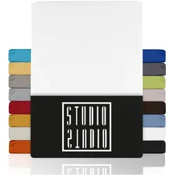 STUDIO Spannbettlaken Basic, viele Größen, 100% gekämmte Baumwolle, OEKO-TEX 100, Jersey, Baumwolle, Gummizug: rundum, (1 Stück), 120x200 cm Bettlaken Spannbetttuch bis 25 cm Höhe - Weiß weiß 120 cm x 200 cm