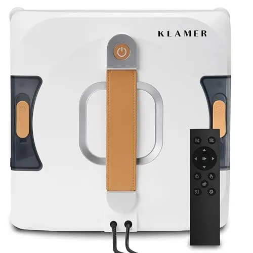 KLAMER Fensterputzroboter - Kompakter Fensterroboter mit intelligenter Randerkennung - Fenstersauger mit automatischem Sprühsystem, zwei Reinigungsmodi und sicherem Absturzschutz für streifenfreie Sauberkeit ohne Aufwand.
