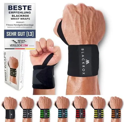 BLACKROX Handgelenkbandage 2er Set [Vergleichssieger 2024] | Für Damen & Herren | Stabilisierung für das Handgelenk | Perfekt für Sport, Fußball, Kraftsport & Bodybuilding | Atmungsaktiv