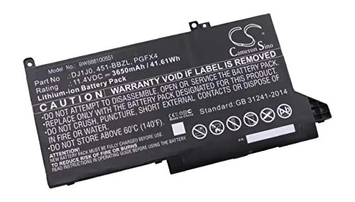 vhbw Akku kompatibel mit Dell Latitude 12 7000, 12 7280, 12 7480 Notebook (3650mAh, 11,4V, Li-Ion)
