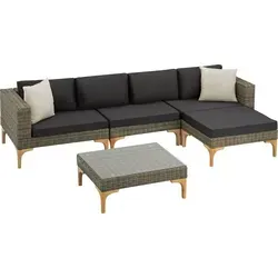 tectake Loungeset Rattan Sitzgruppe Konstanza, 5-tlg. wetterfest - Gestalte Deinen Garten mit der eleganten Rattan-Lounge Konstanza von tectake. Die wetterfeste Sitzgruppe bietet hohen Komfort durch dicke Polster und ist ideal für entspannte Stunden im Freien.