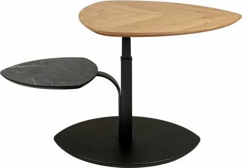 Couchtisch höhenverstellbar Cindi 110x47x70 Echtholz Wildeiche/Schwarz