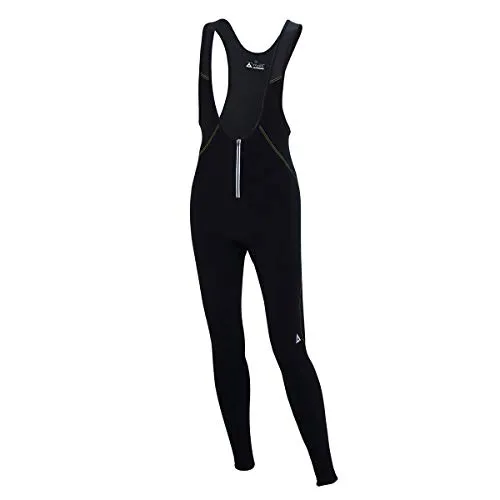 Airtracks Herren Winter Thermo Fahrradhose Lang mit Trägern Comfort Line Trägerhose Fahrrad Hose Radhose Radlerhose Gepolstert Warm- schwarz-neon - M