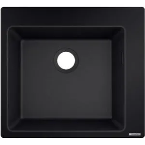 hansgrohe Spülbecken S51 S510-F450, graphitschwarz - Granitspüle 56 x 51 cm, aus 100% Quarzkomposit für eine hitzebeständige, leicht zu reinigende Oberfläche - ideal für moderne Küchen.