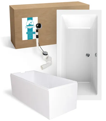 Calmwaters Badewanne Modern Square 2, 190 x 90 cm, Weiß von Calmwaters