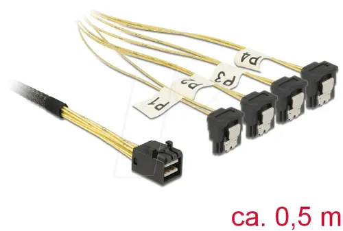 DELOCK 85684 - Kabel Mini SAS HD SFF-8643 > 4 x SATA 7 Pin gewinkelt 0,5 m